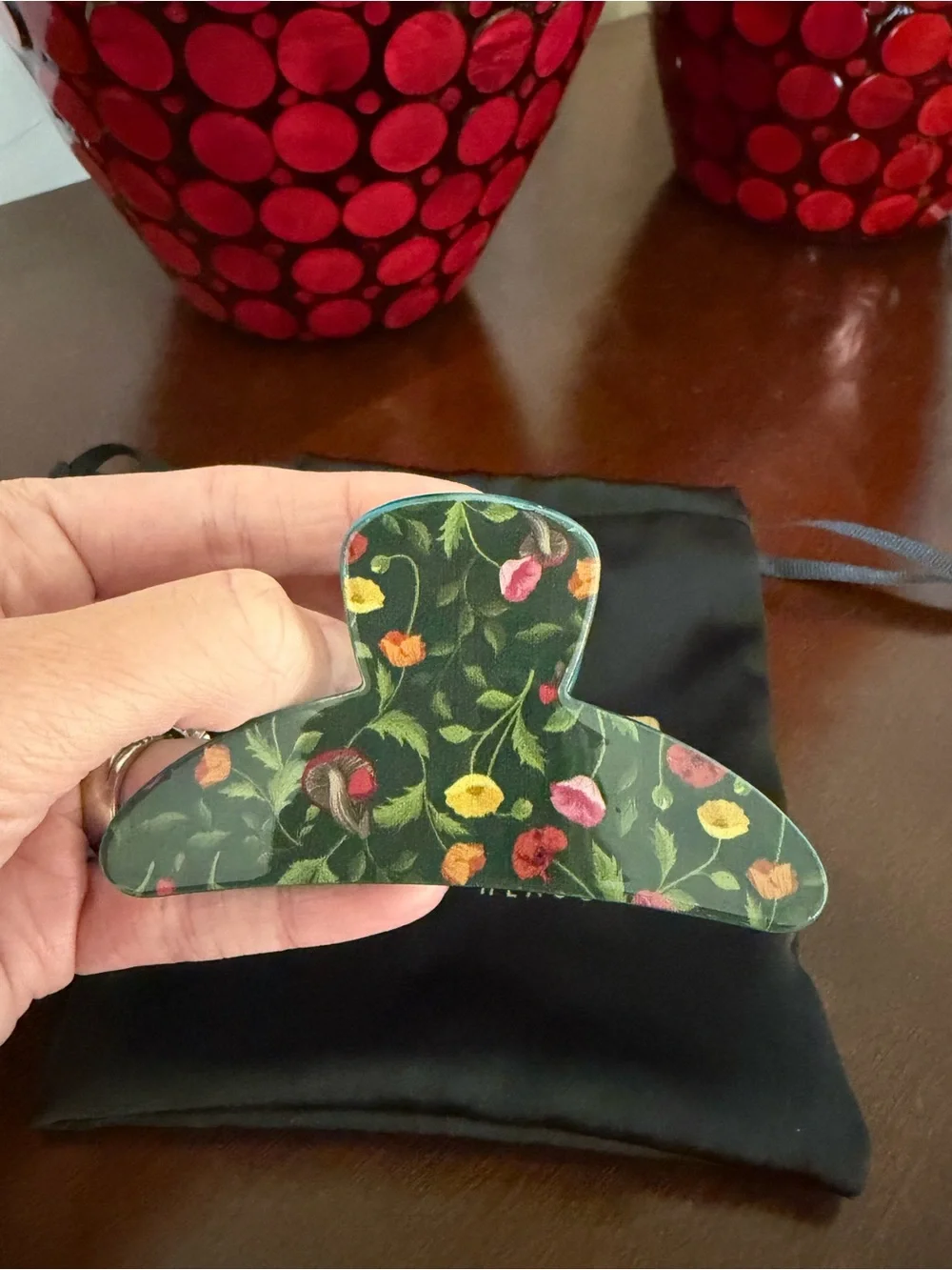 8 Other Reasons I Feel Wicked Elphaba Green & Gold Poppy Floral Hair Claw Clip